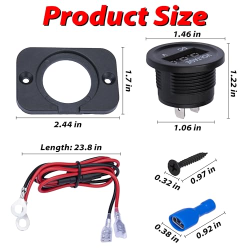 ecocstm Car Battery Voltage Meter, DC 12V 24V Digital Volt Gauge Meter - color: Red
