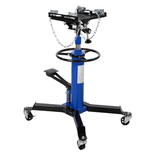 1100 Lbs Transmission Jack | 1100 lbs capacity, 2-stage lift, 33.8-72.8", foot pedal, swivel wheels, heavy-duty.