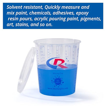 Paint Mixing Cup 40 Ounce, Accurate Measurements in Ratios and OZ. and ML, 100PCS Plastic Graduated Measuring Cups with 12PCS Lids for Paint, Resin, Epoxy, Acrylic, Pigments, Art - color: 100 Cups + 12 Lids