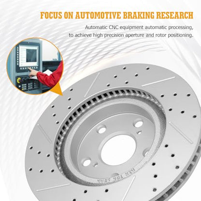 Disc Brake Kits with Pads and Rotors Front & Rear Drilled Slotted Vented Rotor for