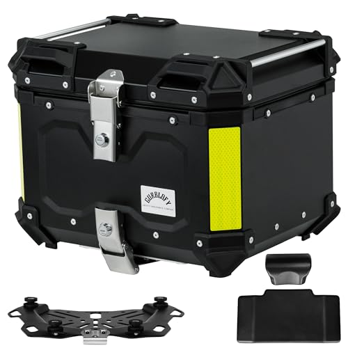 Motorcycle Top Case, 45L Aluminum Motorcycle Trunk, Tail Box Bag - color: Black-45L, size: 45L