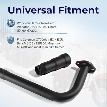 Black 3 Stage Exhaust Header Pipe For Predator 212cc 196cc 6.5HP
