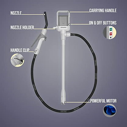 Deway Auto Fuel Transfer Pump, Flow Control Nozzle, D Battery, 2.4 GPM Flow - style: Hand Trigger Nozzle w/ Plastic Hose
