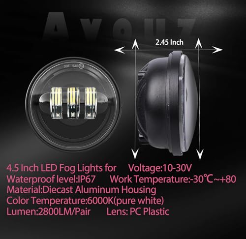 7 inch LED Motorcycle Headlights 4.5" Fog Passing Lights DOT Kit For Harley Davidson Road King Touring FatBoy Street Glide CVO Tri Glide Switchback Electra Glide Ultra Limited Classic harley headlight - size: 7 inch (black)