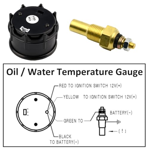Car Oil Temperature Gauge 12V Auto Oil Temp Gauge Meter Celsius - color: Blue Light Oil Temp Celsius