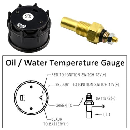 Car Oil Temperature Gauge 12V Auto Oil Temp Gauge Meter Celsius - color: Blue Light Oil Temp Celsius