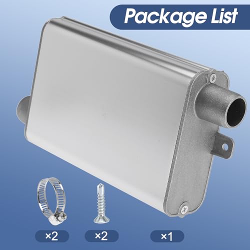 24mm Exhaust Muffler Pipe Upgraded for Chinese for Eberspacher Diesel Heaters Air Compressor with 2 clamps and screws, Silver - color: Silver