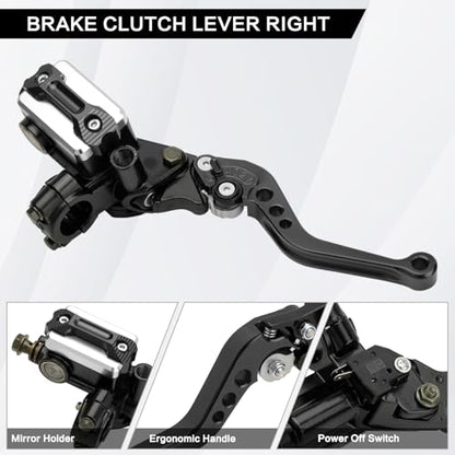 Motorcycle 7/8" 22mm Handlebar Brake Master Cylinder Clutch Lever - color: Black