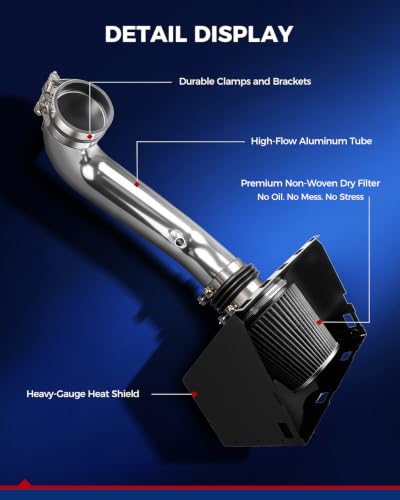 KAX 3.5" Cold Air Intake Kit for 2009-2010 Dodge Ram 2500 5.7L - color: Black, size: 2011-2018 Ram 1500 5.7L
