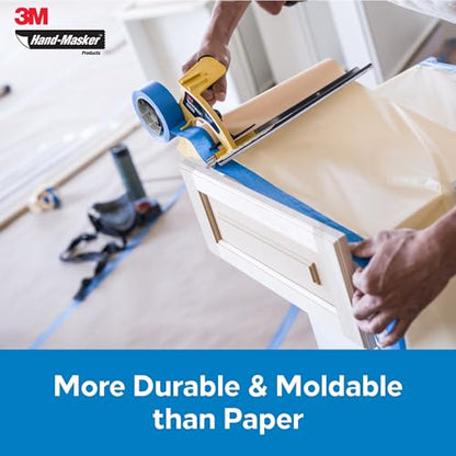 3M Hand Masker Advanced Masking Film, 48 in x 180 ft, Static Cling Keeps Film in Place, Prevents Liquids From Bleeding Through, Flake Resistant, For Indoors & Outdoors Use, 1 Roll (AMF48)