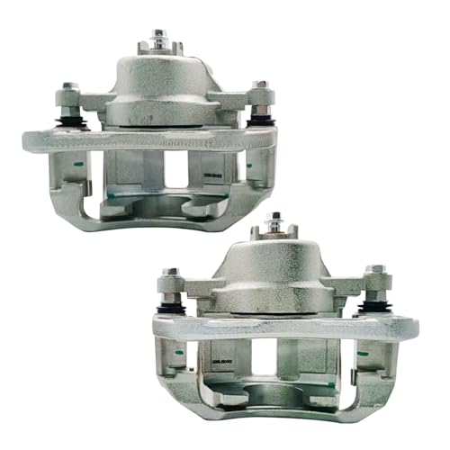 2 Pcs Brake Calipers Assembly 19B3300 19B3301 Fit for 2006-2011 Hyundai Accent Kia Rio Dodge Attitude, Left & Right Front Disc Brake Calipers with Bracket - size: 19B3300+19B3301