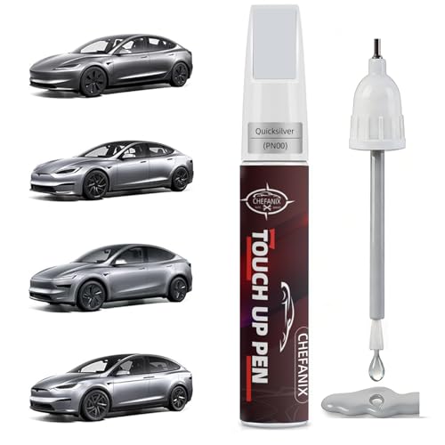 Touch Up Paint Pen for Tesla Model 3/Y/S/X (Quicksilver(PN00))–Exact Color Match Car Paint Scratch Repair, 2-in-1 Brush & Pen, DIY Chip & Scratch Fix,Automotive Scratch Repair Pen - color: Quicksilver(PN00)