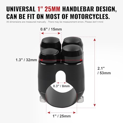 SIKUAI 1" 4 Buttons Black Handlebar Switch Control for Harley Cruiser