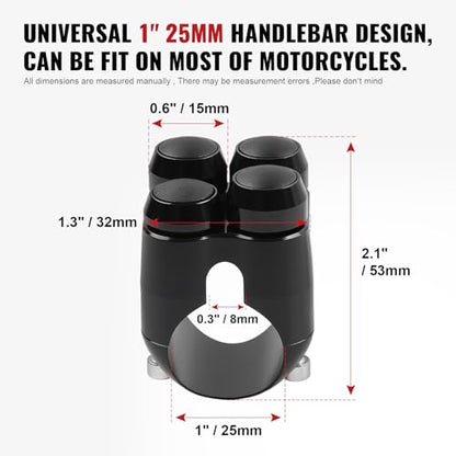 SIKUAI 1" 4 Buttons Black Handlebar Switch Control for Harley Cruiser
