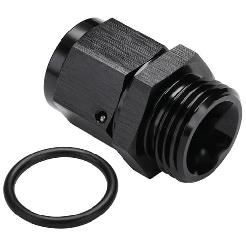 8AN Female Flare Swivel to 10AN -10 ORB Male O-ring Boss Fuel Rail Fitting Adapter Straight Aluminum Black - color: Black, size: 8AN Female to -10 ORB Male