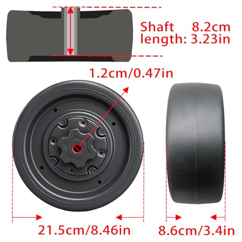 2 Pack 21CM/8.5'' PU Solid EVA Foam Tire for Power Wheels Go Kart Upgrade,1.2CM/0.47in Aperture Front/Rear Wheel for Car/SUV/UTV/ATV/Go Kart Replacement Parts,Free Coupler (8.5in Tires) - size: 8.5in