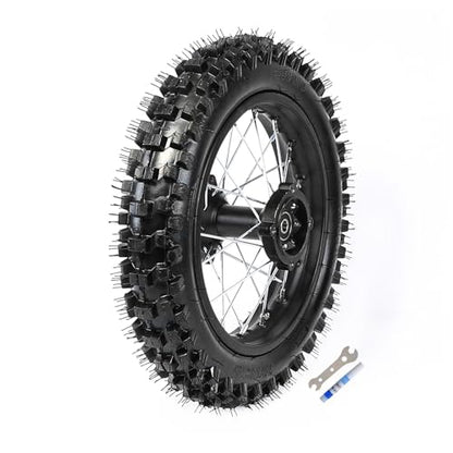 12" Complete Dirt Bike Rear Wheel Assembly 80/100-12 Tire Rim Set 1.85x12 12mm Bearing Disc Brake Sprocket Fit Pit Bike 50cc-160cc SSR Apollo Taotao CRF50 CRF70 XR70 DB14 XR CRF 50 DB17 KX65 - color: Rear 80/100-12, size: 12mm Bearing