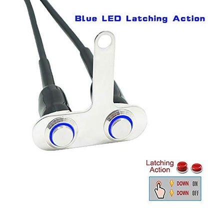 RAYANA Stainless Steel LED Motorcycle Handle bar ON-Off Fog Light Headlight Switch Adjustable Waterproof Switches Latching Push Button DC12V (Color : B-Bule)