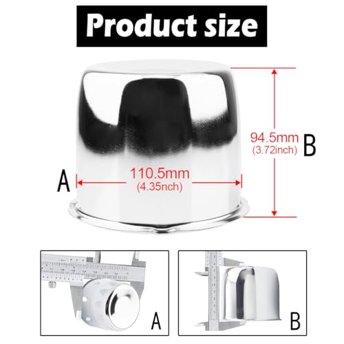 4Pcs 4.35" OD 3.72" H Push Through Trailer Wheel Center Cap for Rim - color: Chrome, size: 4.25" Hub 3.72" H