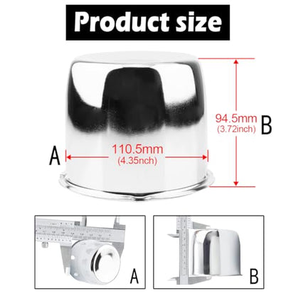 4Pcs 4.35" OD 3.72" H Push Through Trailer Wheel Center Cap for Rim - color: Chrome, size: 4.25" Hub 3.72" H