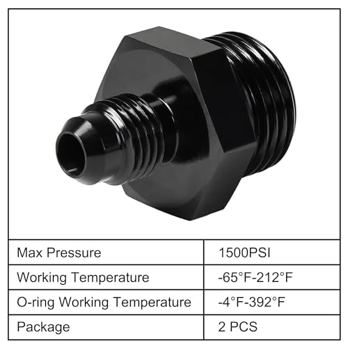 EVIL ENERGY 4AN Flare to 8AN ORB Male 2PCS Fuel Rail Adapter Fitting Black - size: 8AN ORB to 4AN