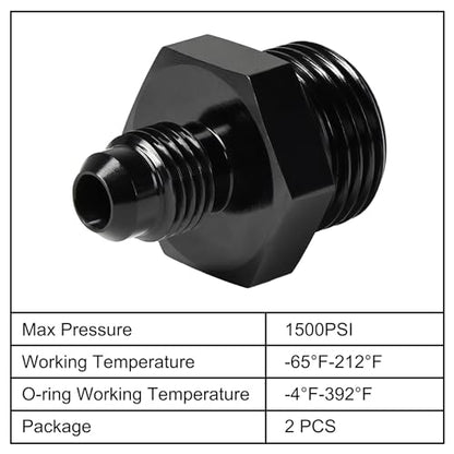 EVIL ENERGY 4AN Flare to 8AN ORB Male 2PCS Fuel Rail Adapter Fitting Black - size: 8AN ORB to 4AN