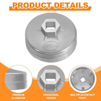 HARFINGTON 2pcs Oil Filter Cap 14 Flute 82.5x41x73mm (WxHxID) 1/2" Square - size: 14 Flute 82.5 x 41 x 73mm