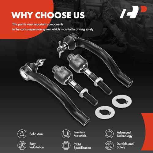A-Premium Front Inner & Outer Tie Rod End Kit Fix Uneven Tire Wear