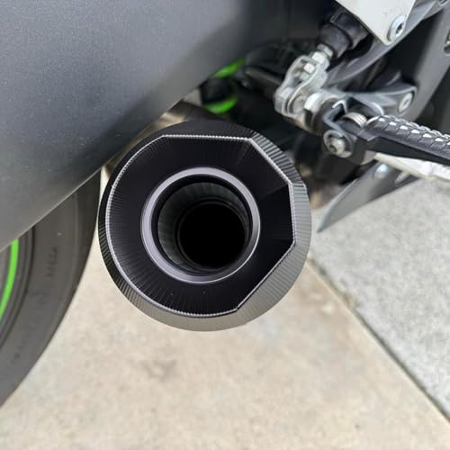 Motorcycle Exhaust, Slip-on Motorcycle Muffler, Carbon Fiber Slip on Exhaust Muffler, Fit for Z900 GSXR750 CBR650 and more, with Complete Accessories, Black