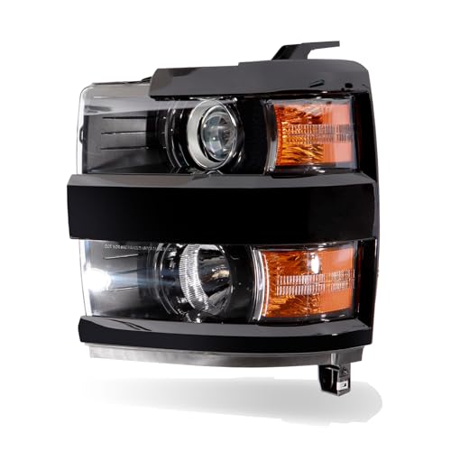 Headlights Halogen Assembly fits 2015-2019 Chevy Silverado 2500HD - size: Black Left Side