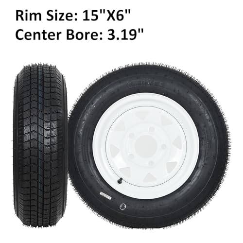 Garvee 2-Pack Trailer Tires On Rim ST205/75D15, Set of 2 - size: ST205/75D15, style: 5 Lug