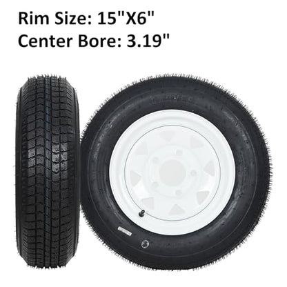 Garvee 2-Pack Trailer Tires On Rim ST205/75D15, Set of 2 - size: ST205/75D15, style: 5 Lug