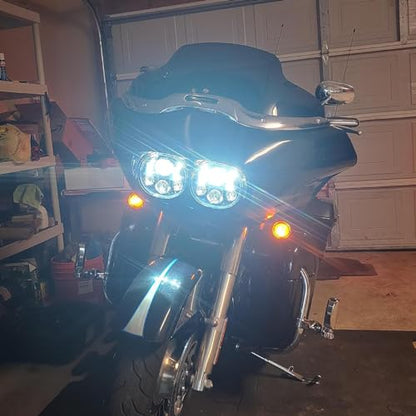 TOPNEW Dual LED Headlight for Motorcycle Road Glide 2004 2005 2006 2007 2008 2009 2010 2011 2012 2013 (Silver+Black) - color: Silver+Black
