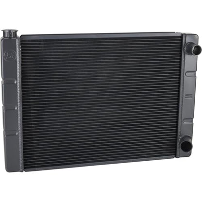 Speedway Motors 31” Double Pass Aluminum Racing Radiator for SBC and BBC Engines, 2-Row 1” Tube Core, 2.25” Thick, Black Finish, High Cooling Efficiency