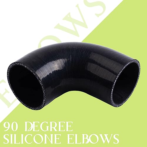 Universal Turbo Intercooler Aluminum Pipe Piping and Silicone Hose Kit with Stainless Steel T-Clamps (2.5inch, Black) - color: Black-2.5 In