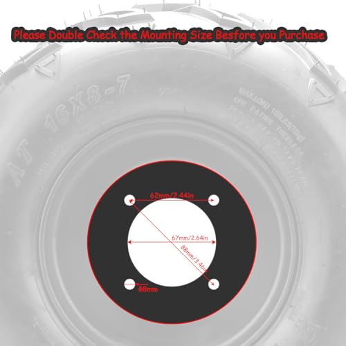 16x8-7 ATV Wheels, 16x8-7 Tubeless Tires for Kazuma Quad ATV Go Kart UTV 150CC Off Road Tyres 4 Holes set of 2