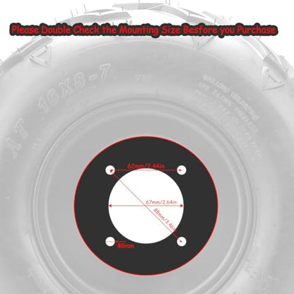 16x8-7 ATV Wheels, 16x8-7 Tubeless Tires for Kazuma Quad ATV Go Kart UTV 150CC Off Road Tyres 4 Holes set of 2