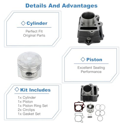 ECCPP 72cc Cylinder Top End Rebuild Kit 2004-2008 for Honda for CRF70F - size: 12101-GB0-910