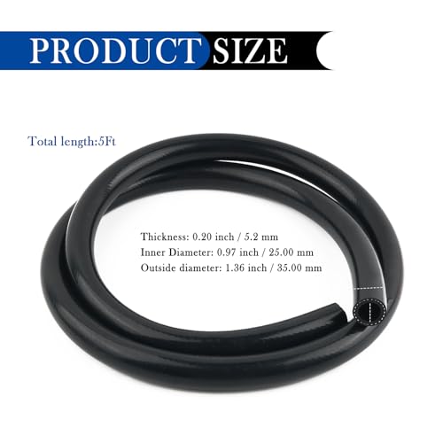 5Ft ID 1" Car Heater Hose,Silicone Radiator Hose with 650PSI Rupture Pressure for Water/Gas Transportation,Professional Car Accessories Coolant Hoses for Vehicle Cooling Systems (1" 5FT) - color: 1" 5FT