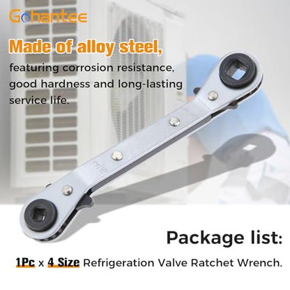 Refrigeration Ratchet Wrench 4 Different Sizes 1/4 x 3/16 x 3/8 x 5/16