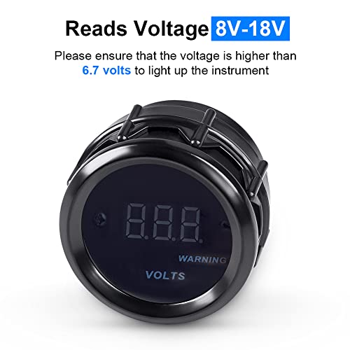 DC12V Voltmeter Blue Digital LED Volt Gauge Voltage Meter Kit 2inches 52mm