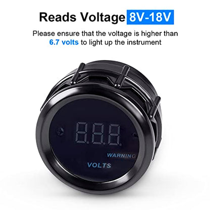 DC12V Voltmeter Blue Digital LED Volt Gauge Voltage Meter Kit 2inches 52mm