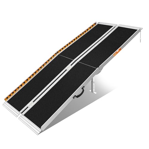 FACHNUO 7FT Portable Wheelchair Ramp for Home Steps, with Support Legs - size: 7FT(Using height 7-21'')