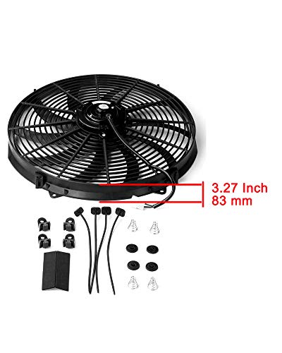 16" inch Universal Slim Fan Push Pull Electric Radiator Cooling 12V Mount Kit - color: Black, size: 16 Inch