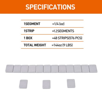 AAIN 2 Boxes, 1152pcs, 1/4oz, 0.25oz, Grey, Adhesive Stick on Wheel Weights - color: Grey, style: 1/4oz, 288oz