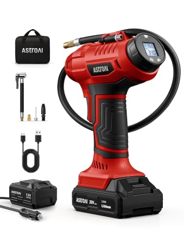 AstroAI Cordless Tire Inflator Portable Air Compressor 160PSI 12VDC Battery - color: Red