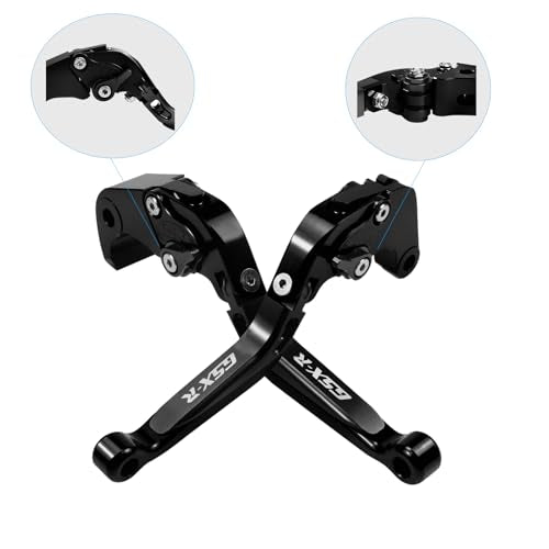 for Suzuki GSXR 600 750(2006-2024) 1000R(2009-2024) GSX-R 1000(2005-2006) Motorcycle Clutch Lever Folding Extendable Adjustable Handlebars Brake and Clutch Levers Set(Black) - color: Black