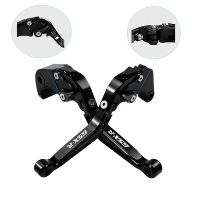 for Suzuki GSXR 600 750(2006-2024) 1000R(2009-2024) GSX-R 1000(2005-2006) Motorcycle Clutch Lever Folding Extendable Adjustable Handlebars Brake and Clutch Levers Set(Black) - color: Black