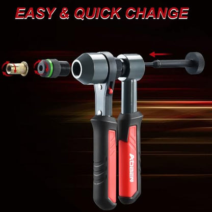 AOBEN Rivet Nut Tool Kit, Nutsert Gun Kit, Upgraded Rivnut Tool with 10 Metric and SAE Madrels, 100 Pcs Rivnuts, and Rugged Carrying Case - size: Ratchet Rivet Nut Tool Kit