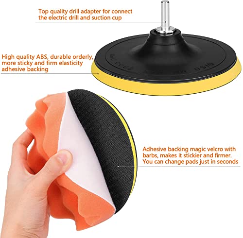 5 Inch Polishing Pads Kit, 11PCS Foam Buffing Pads with Drill Adapter - size: 5Inch-11PCS